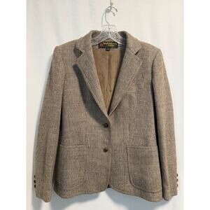 Londonderry | Women’s Vintage Wool Jacket Tweed Checked Tan Brown- Size 7/8